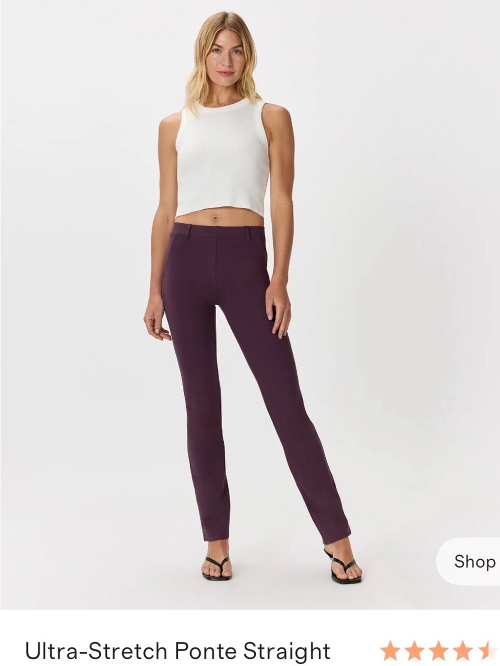 Quince Straight-Leg Ponte Pants in Plum, Size Small - Picture 4 of 4